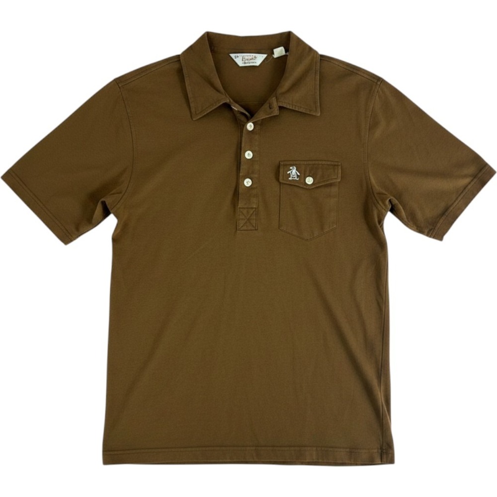 Y2K Original Penguin Polo Shirt Brown Mens L Preppy Golf Dadcore Heritage Cotton
